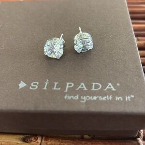 Silpada Sterling Silver .925 Solitaire Cubic Zirconia Post Earrings